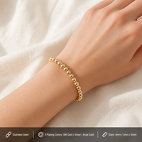 Bracelet extensible en acier inoxydable plaqué or 18 carats, poli miroir, à perles géométriques, anti-ternissement, empilable, bijoux d'amitié pour homme
