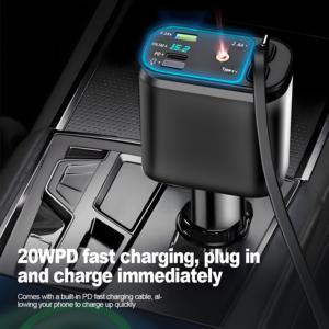 Wholesale Car Charger <b>Adapter</b> Voltage Display With Retractable Cable Fast for - Product Image 2
