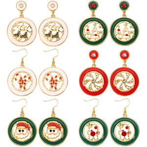 Pendientes Colgantes de Navidad, Diseño de Dibujos Animados, Chapados en Oro, Joyería de Fiesta, Pendientes de Moda para Mujer - Product Image 1