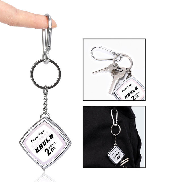 Modern 2m Stainless Steel Mini Keychain Tape Measure Carbon Steel Small Retractable Measuring Tape Promotional Tape Measure