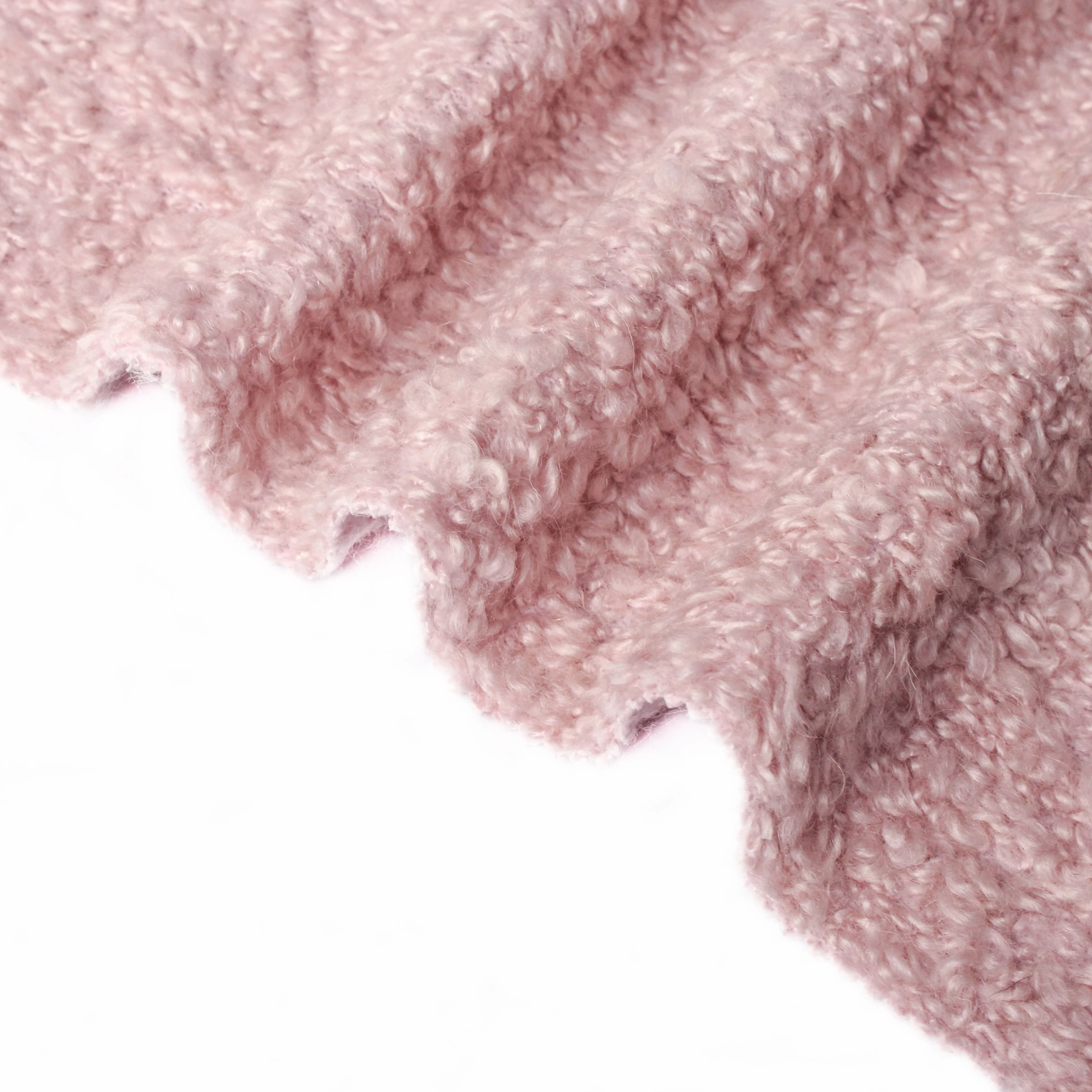 26 27 Winter Fall Best Seller Pink Fashion Wholesale Boucle Style Cashmere Mohair Wool Tweed Fabric for Women Suit Coat Trousers
