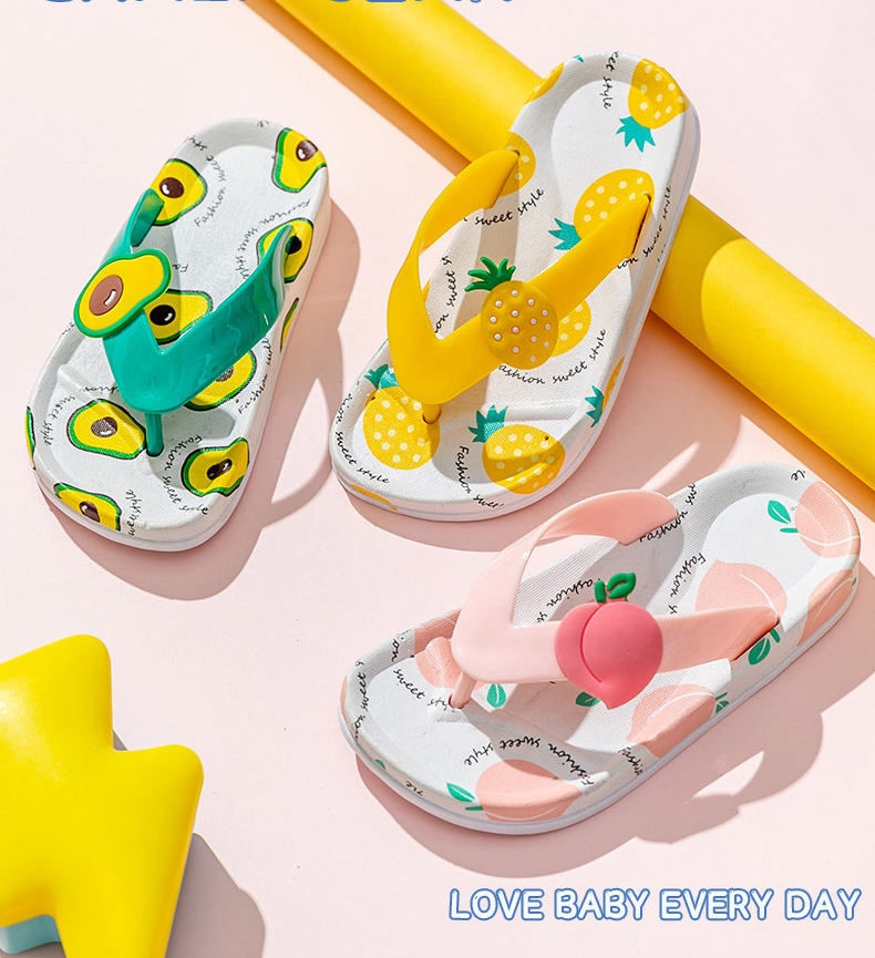 Cute Cartoon Fruit Slippers for Children Indoor Outdoor Beach Flip-Flops Slippers