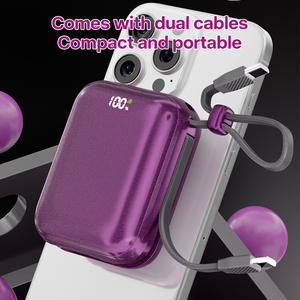 <strong>Multifunctional</strong> Mini Power Bank Dual Built in Cables LED Display Fast Charging Portable External <strong>Charger</strong> for Travel - Product Image 3