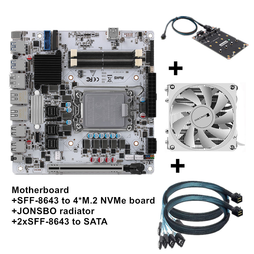 White Q670 Fan 2xSFF8643 adapter board