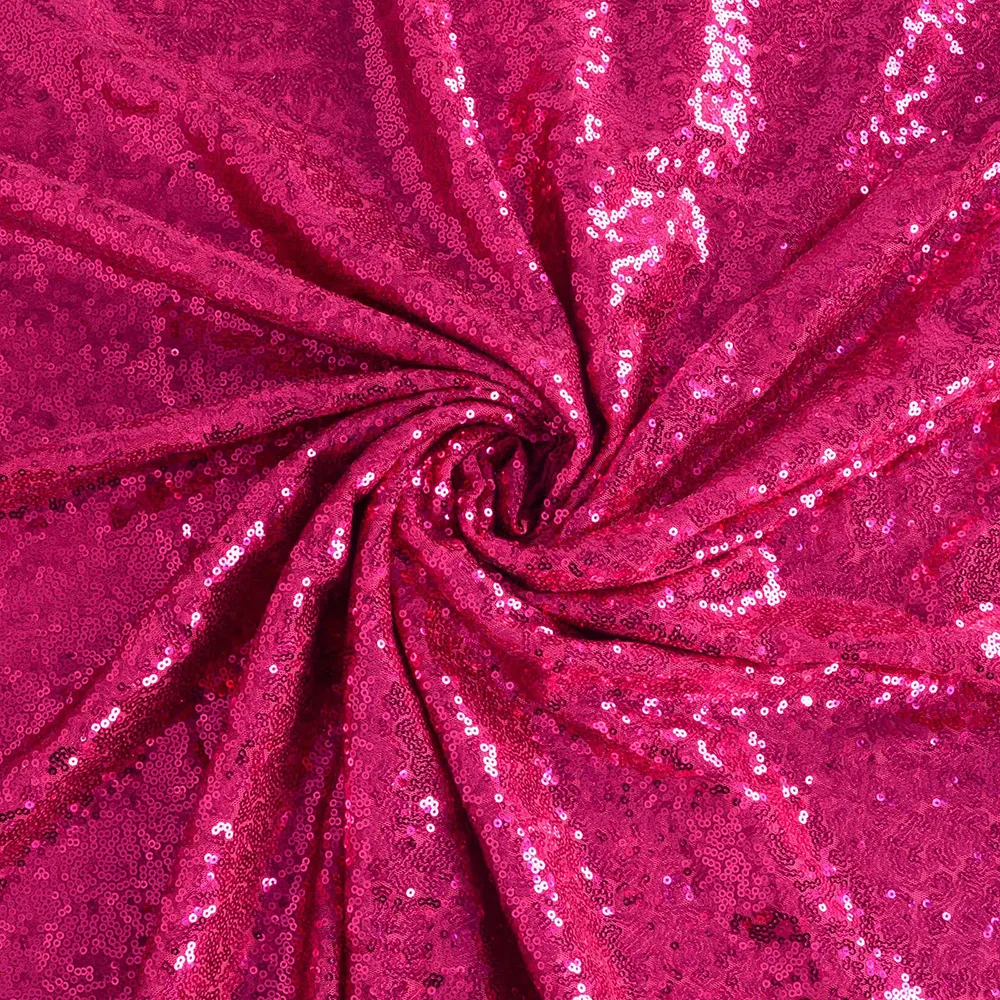 2023 nuovo Design moda matrimonio Couture vestito abbigliamento paillettes tessuti Stretch 3mm fucsia tessuto lucido