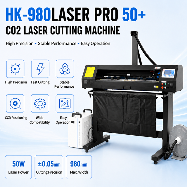 50w  Laser Cutting Custom Logos on Hats Socks T-Shirts CCD Cutting