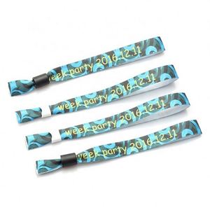 Custom Adjustable Eco-Friendly Handmade Fabric Festival Event Woven <b>Bead</b> Wristband with Logo and Custom Color - Product Image 2