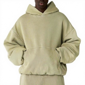 Sweat-shirts personnalisés pour hommes, de haute qualité, épais, avec impression en relief, chauds pour l'hiver, unis, coupe oversize, à épaules tombantes - Product Image 1