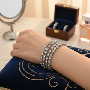 Jewelemarket Silver Plated Crystal Stone Bracelets & <b>Bangles</b> <b>Set</b> 2.8 Size Elegant & Luxurious Jewelry Collection - Product Image 3