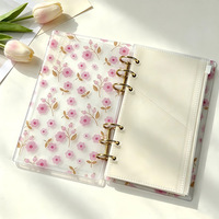 Reliure A6 à 6 anneaux couleur or, couverture de carnet en acrylique transparent à rayures, anneaux ronds en métal doré et personnalisez vos idées