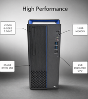 Peralatan Kantor Tugas Sehari-hari Hygon 3350 8 Core 3.0GHz 16GB RAM 256G M.2 NVME SSD Kartu Grafis 2GB Periferal USB Monitor
