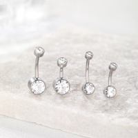 Gaby ASTM F136 Titane Anneau de nombril Cylindre plaqué or avec nouvelle zircone cubique blanche, Piercing corporel classique pour mariage