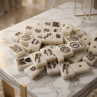 Jeu de Mahjong 160 pièces, design monochrome noir et blanc, points de caractères chinois, tuiles de bambou et jokers, avec étui, pour la maison