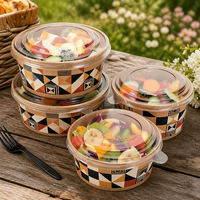 Bol à salade rectangulaire en papier kraft biodégradable, écologique, imprimé sur mesure, de qualité alimentaire, anti-fuite, pour emporter, pour le lait