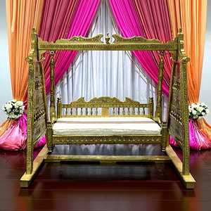 Jhula งานแต่งงานสีทองสำหรับ Mehndi ตกแต่งชิงช้า jhoola อินเดียสำหรับเวทีงานแต่งงาน gujarati ตกแต่งแกว่งสหราชอาณาจักร - Product Image 1