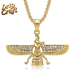 Pendentif Hip Hop en acier inoxydable 306L plaqué or avec zirconium, collier pendentif zoroastrien persan, unisexe - Product Image 4