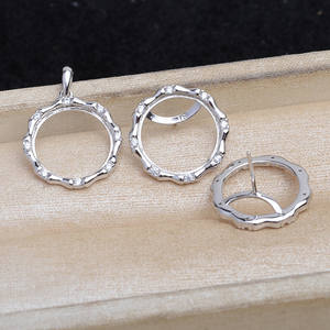 Accesorios de Joyería de Plata 925 para DIY, Base de Anillo con Trébol de la Suerte 8-9, Juego de Aretes 5871 con Baño de Oro, Tamaños de Perlas de 3mm y 6mm - Product Image 2