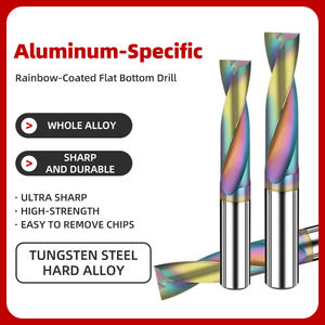 铝专用数控铣刀 雨虹涂层整体硬质合金钨平底钻 - Product Image 3