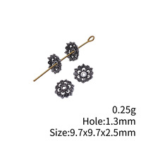 Tutup Manik Kubah Bunga Filigree 9.7x9.7x2.5mm Paduan Perak Antik Berbutir untuk Gelang Rumbai Mala
