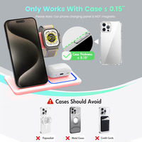 Support de chargeur sans fil pliable 3-en-1 en gros 15W à charge rapide magnétique QC3.0 Type-C avec veilleuse en ABS Modèle BC102 pour iPhone