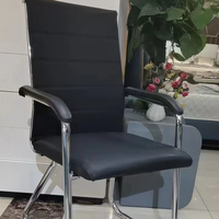Chaise de conférence en cuir PU avec assise en tissu, chaise de bureau pour réunions avec structure métallique pour écoles et séminaires