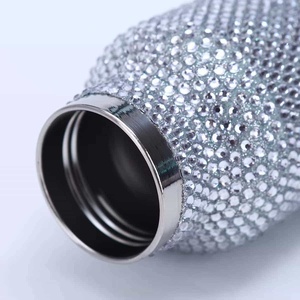 Cross-border Best-selling Diamond-encrusted Car Mug 304 Stainless Steel Insulated Leak-Proof <b>Double</b> <b>Wall</b> Vacuum Flask Lid 6-12 - Product Image 5