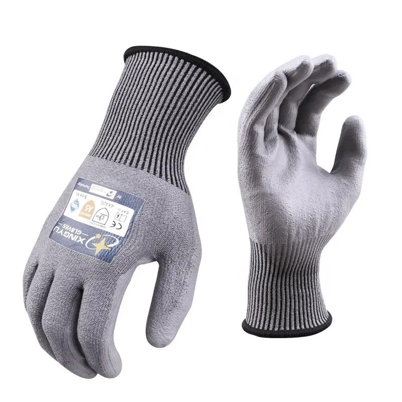 Xingyu economici Hppe livello 5 guanti in PU guanti da lavoro resistenti al taglio protezione guanti da lavoro di sicurezza per le mani En388
