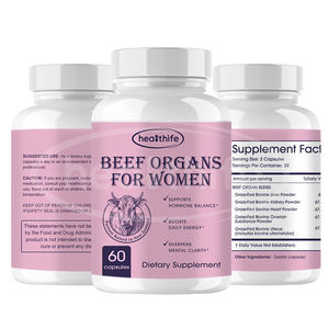 Complément alimentaire à base d'organes de bœuf pour femmes : foie, reins, cœur, ovaires, utérus, trompes de Fallope en capsules pour l'énergie, l'immunité, la santé de l'intestin et de la peau - Product Image 5