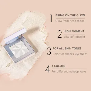 Custom Logo Cosmetic Mini Face Highlighter Palette Glitter Makeup Vegan Pressed Highlighter Powder