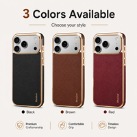 Étui de téléphone Denior Luxury Premium en cuir véritable plaqué or, protection 360°, compatible avec les séries Apple 18/17/16/15/14/13/12