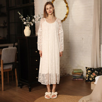 Robe de nuit longue pour femme en dentelle et modal, coupe ample, maxi, douce, respirante et confortable pour la nuit