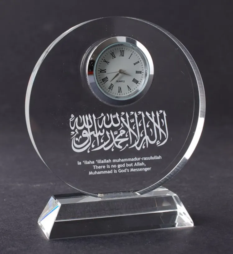 MH-BZ0096 круглой формы с украшением в виде кристаллов настольные часы бизнес-подарок Стекло Настольные Часы