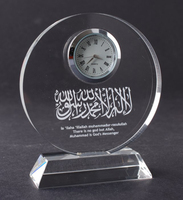 Horloge de table en cristal de forme ronde, cadeau d'affaires, horloge de table en verre MH-BZ0096