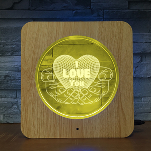 I Love U Woord Vorm Valentine Gift 3D Hout Gekleurde Plastic Led Nachtlampje Oem Acryl Lampvoet Decoratie Foto frame - Product Image 3