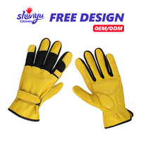 Gants de travail de sécurité en cuir de vachette, paume respirante, antidérapants, bouts des doigts texturés, poignet élastique, fermeture auto-agrippante, usage général, OEM/ODM
