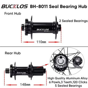 BUCKLOS 27.5in 29in Thru Axle Wheelset Aluminium VTT Vélo Frein À Disque Roues HG 8-11S <span class=keywords><strong>Avant</strong></span> Arrière Vélo Roues - Product Image 2