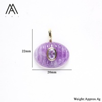 Pendentif ovale sculpté plaqué or 18 carats avec incrustation de zircon et pierres précieuses multiples pour la fabrication de bijoux DIY, cadeau