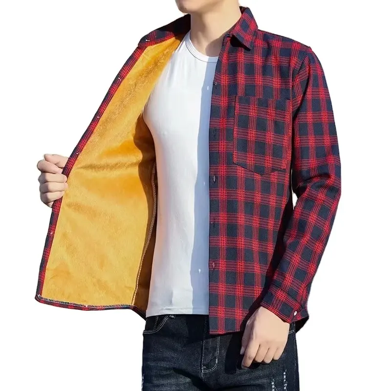 Men's Flannel Jacket Shirt Thick Warm Shirt Full Sleeve Wool Shirt 2023 Outdoors Clothing