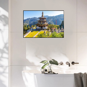Stampa su tela Bhutan Khamsum Yulley Namgyal <span class=keywords><strong>Chorten</strong></span>: Stupa Tibetana con Tetto Dorato e Paesaggio Montano - Decorazione per Camera da Letto - Product Image 2