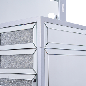 Элитный дизайнерский туалетный столик OEM с подсветкой, из экологичного стекла и хрусталя, настенный, традиционный, для спальни и ванной, с ящиками для макияжа, из МДФ - Product Image 5