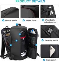 Sac à dos de voyage unisexe grand format 40L en polyester imperméable, tendance, approuvé pour l'avion, pour ordinateur portable 17 pouces, avec 3 cubes de rangement