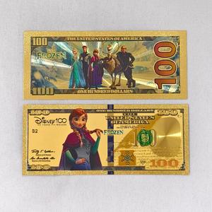 Billet de banque plaqué or sur le thème de La Reine des Neiges, Elsa et Anna, pièce de collection, idée cadeau unique pour enfants pour anniversaires et fêtes - Product Image 3