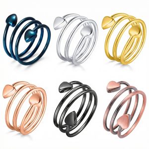 Heart-Shaped Magnetic <b>Ring</b> <b>Adjustable</b> Size Spring Design Unisex Fashion Jewelry Silver Gold Black Rose Gold Bronze Blue - Product Image 1