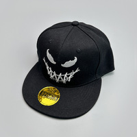 Casquette de baseball brodée personnalisée avec visage en colère, casquette snapback, gorras, casquette noire à visière plate, streetwear gothique