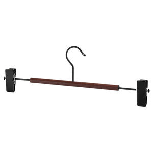 Autre cintre minimaliste pour pantalons avec barre en bois et pinces métalliques pour organiser les vêtements et gagner de la place dans la garde-robe, type crochet rectangulaire - Product Image 1