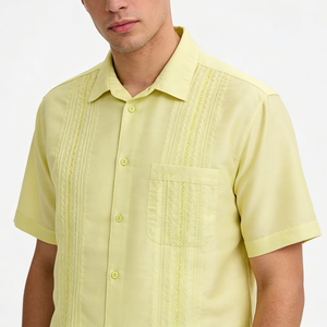 Camisa Guayabera de Manga Corta <span class=keywords><strong>para</strong></span> Hombre, Estilo Retro, Transpirable, con Botones, Bordada Personalizada, Informal de Verano - Product Image 3