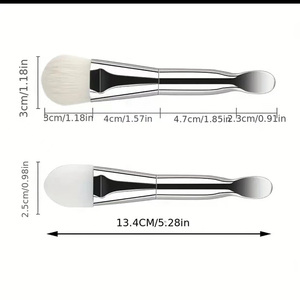 Brosse nettoyante pour cils en silicone à double tête courbée avec applicateur de masque facial et cuillère, outil de maquillage - Product Image 3