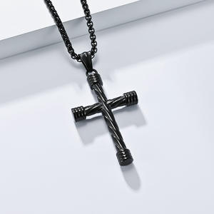 Stainless Steel <b>Cross</b> Necklace For Men Zinc Alloy Pendant Street Style Gift Jewelry - Product Image 4