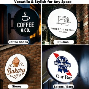 Custom Double/Single Sided Waterproof Round Shop Advertising Lightbox Logo <b>Sign</b> Led Light Box for Storefront Salon <b>Bar</b> Cafe - Product Image 6