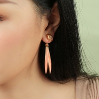 Boucles d'oreilles pendantes Janice personnalisées, créatives, mignonnes, en émail rose, motif lapin aux longues oreilles et design oreilles de lapin